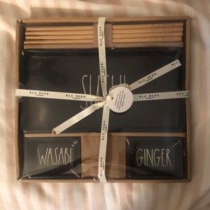 SUSHI PLATE, DIP BOWLS, & CHOPSTICKS SET